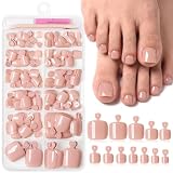 120pc Nude Press Toenails for Women Fake Toe Nails with Glue Tabs
