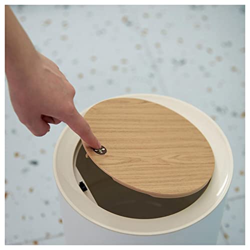 Tapa pequeña de madera para cubo de basura redondo de dormitorio 4