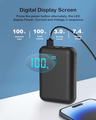 16000mAh Battery Pack for ORORO and Venustas Heated Vests, 7.4V with 2 Adapters (Not for 5V Devices)