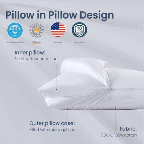 Cozy One Adjustable Tri-Loft 2 In 1 Layer Pillow, Made In Usa, Down Alternative Gussted Pillow With 100% Removable Cotton Cover, Standard Size, 20X 26 Inch, 1 Pack #TOP2