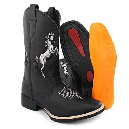 Bota Country Texana Masculina Bico Quadrado Texas Gold Horse Preto + Relogio Tamanho:41;Cor:Preto