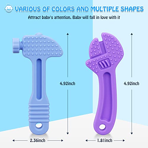 Sungwoo Teething Toys For Babies 0-6 Months 6-12 Months, 2 Pack Hammer & Wrench, Food Grade, 100% Non-Toxic And Bpa Free Silicone Teether For Infant, Chew Toys For Newborn Boy Girl Sucking And Biting #TOP5