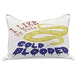 Ambesonne Reptile Knitted Quilt Pillowcover, Majestic Snake Says The Wild Truth Pet Lover Best Friend Illustration Print, Standard Queen Size Pillow Cover for Bedroom, 30' x 20', Purple Yellow Red