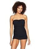 Carmen Marc Valvo Damen Waterfall Solids Smocked Bandeau Swimdress Einteiliger Badeanzug, Wasserfall Schwarz, 40