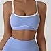 Sports Bras for Women Removable Pads Workout Gym Bra Padded Medium Impact Fitness Yoga Bras with Spaghetti Straps Blue