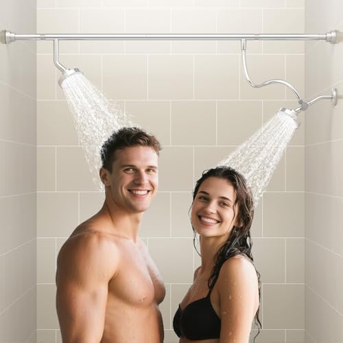 NTPN Dual Shower Head for Couples, High Pressure Double Shower Heads for Two People Rod, Two...