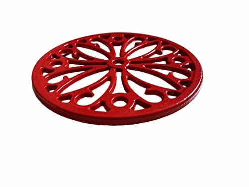 Trivet 7.8 Inch, Cast Iron Trivet With Rubber Pegs/Feet Non-Slip, Rustic Trivets For Hot Pots And Pans, Decorative Kitchen Trivet Mats Hot Pads Pot Coasters(2 Pack) (Red) (Red Moon) #TOP1