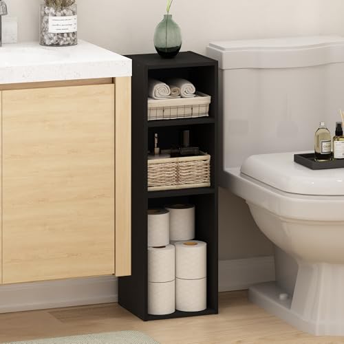 Furinno Fulda Book Shelf, 3-Tier Narrow Storage Cabinet, Bookcase with