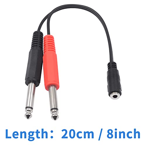 Poyiccot 1/4 Mono To 3.5Mm Stereo Adapter, 3.5Mm To 1/4 Adapter Cable, 1/8 To 1/4 Splitter Cable, 3.5Mm 1/8 Trs Female To Dual 6.35Mm 1/4 Ts Male Stereo To Mono Y Splitter Cable, 20Cm/8Inch #TOP6