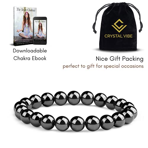 Crystal Vibe 8Mm Hematite Bracelet - Elastic Adjustable Crystal Bracelet For Spiritual Healing, Positive Energy – Beaded Bracelet For Men Women #TOP4