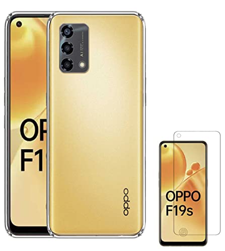 Image of Soft Flexible Silicone Back Cover Compatible with (Oppo F19s, Transparent Case + Screen Guard)