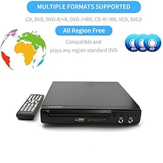 Lettore DVD per TV, LP-077 Lettore CD DVD con Uscita Scart e Uscita HDMI e AV, Porta MIC, Ingresso USB, Design della custodia in metallo (Cavo HDMI e AV Incluso) (DVD PLAYER)