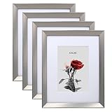 KINLINK 8x10 Picture Frames Silver, Photo Frames with Real Glass for Pictures 5x7 with Mat or 8x10 w