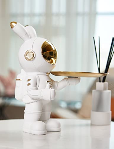 Seinhijo Astronaut Candy Dish Cookie Plates Nuts Bowl Jewelry Tray Bunny Gifts Statue Sculpture Polyresin Decor 12.2 Inch #TOP2