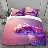 Bettwäsche 135x200 Kornnatter Bettbezug, Leuchtende Farben Weich Atmungsaktiv Bettwäsche Set, Mikrofaser Bettbezüge und 2 Kissenbezüge 80x80 cm mit Reißverschluss für GanzjaehrigH920