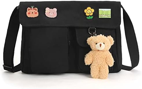 Phaoullzon Kawaii Crossbody Bag, Cute Messenger Bags for Women, Girls Canvas Shoulder Purse