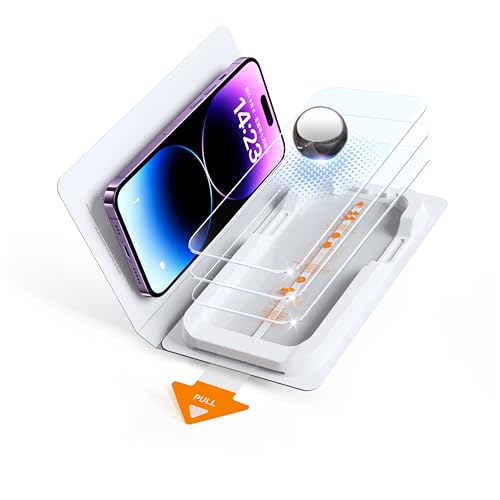 Image of SMARTDEVIL 3 Pack Tempered Glass for iPhone 14 Pro Screen Protector, Military-Grade Shatterproof Protection, 9H Hardness, Fast & Easy Installation, Case Friendly Design