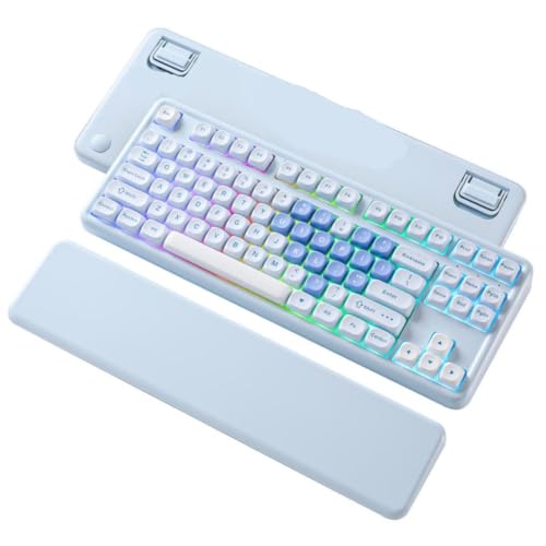 ���C�����X���J�j�J���L�[�{�[�h B87 �n�[�g QMK VIA �J�X�^�� RGB �Q�[�����e���I Keeb ���X�g���X�g�ƌ݊���(Blue Heart)