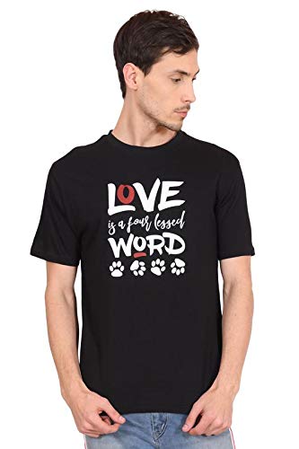 ENDOWPrinted Unisex Cotton T-Shirts Four Legged Word Color-Black/White (Regular Fit) -Pack of One