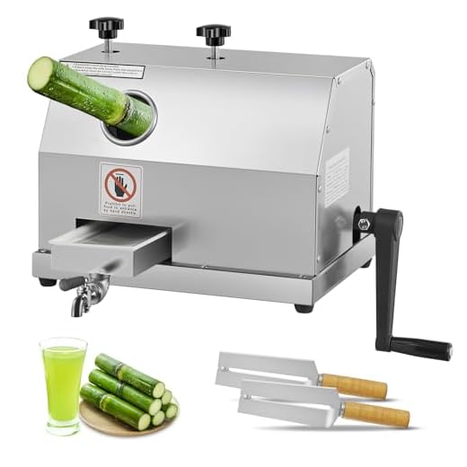FOHERE Commercial Sugar Cane Juicer, 110LBS/H High Output Sugar Cane Press with 3 Stainless Steel Rollers, 2.4" Large Inlet, Manual Sugarcane Juice Extractor Squeezer for Home/Commercial Use