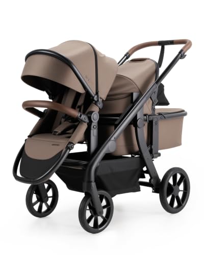 momcozy US Momcozy ChangeGo Baby Stroller, Convertible Single-to-Double-to-Wagon Stroller with 23 Configurations, Carry-cot and Seat Included, Large PU Wheels, All-Wheel Suspension ＆ Extendable UPF50+
