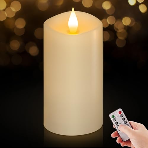 Image of Flameless LED Candles 3 inchx6 inch Set of 1, Battery Operated with Remote & Timer, 600-Hour on 2 AA Batteries, Flickering Realistic Flame, White for Indoor /Outdoor
