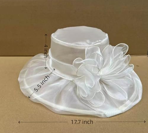 SAFERIN Women's Organza Church Hat Bridal Tea Party Wedding Hat (TZ-3 Beige Bowknot) by SAFERIN - Image 2