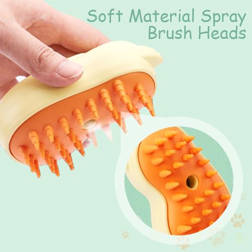 Cat Steamy Brush Cleanser, 2024 New 3 in 1 Cat Steamy Brush, Portable Electric Cat Steam Brush, Spray Comb for Removing Tangled and Loose Hair, Pet Hair Cleaning Brush Comb for Cats Dogs (Cat-Shaped)