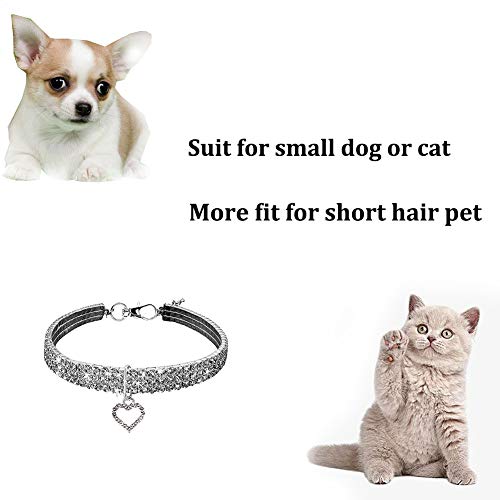 Woyous Rhinestones Dog Collar And Pearl Dog Necklace Set, Adjustable Neck Strap Bling Full Diamond Crystal Cute Pearl Dog Collar For Small Girls Cats Puppy Accessary For Wedding Birthday Party (S) #TOP3