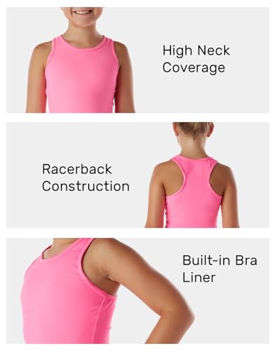 image for Liakada Dancewear Girls' Racerback Tank Top with Built-in Shelf Bra - 