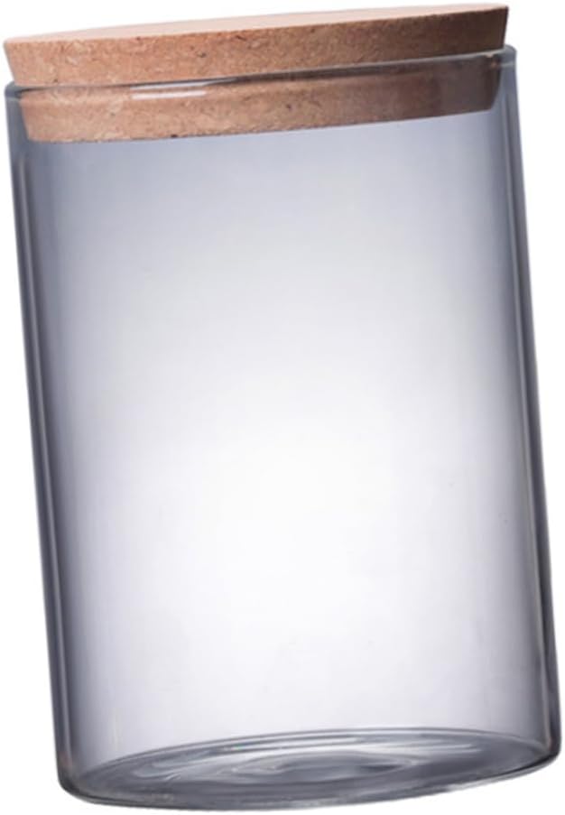 PRETYZOOM 4pcs Sealed Glass Storage Canisters Cork Lid Food Jars for Tea Coffee Dried Fruits Kitchen Containers for Dry Food Organization