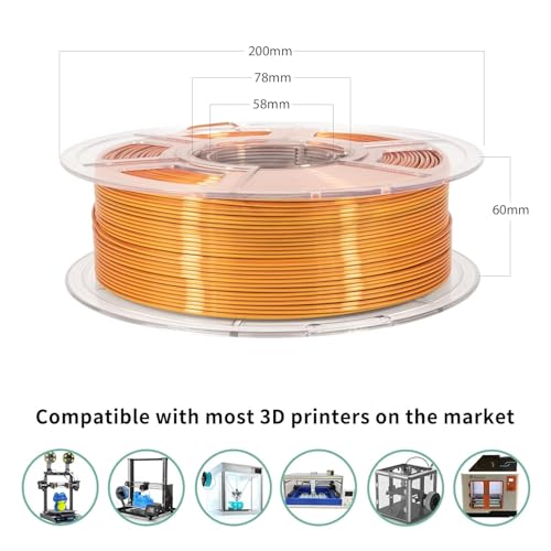 Image of FiLAMONT PLA Silk Filament 1.75mm, 3D Printer Filament, Shiny Silk 1.75 PLA Filament, 1kg(2.2Lbs) /Spool (Silk Gold Silver Copper)