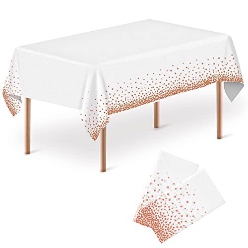 MOKANI Plastic Disposable Tablecloths, 2 Pack Rose Gold Party Table Cloths, Rectangular Table Covers for Picnic Weddings Birthday Parties Baby Shower Decorations, 54" x 108"