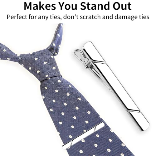 Image of MOWPOG 6 Pcs Tie Clips for Men, Tie Bar Pins Tacks with Gift Box | Copper, Shiny & Glossy, for Father, Husband, Boyfriend, Business, Wedding, Suit Accessories, Easy to Open, Won't Fade /Scratch
