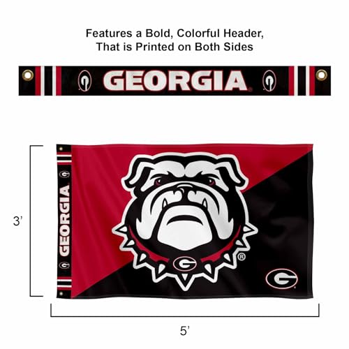 Bandera Georgia Bulldogs con logotipo llamativo de College Flags & Banners Co. 2