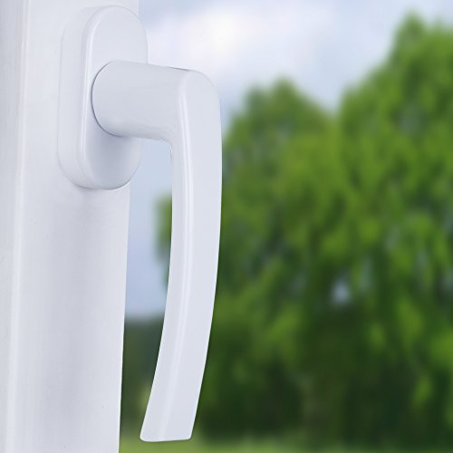 1 Fenstergriff Aluminium-Druckguss weiß RAL9016 Stiftlänge 40mm inkl. 2 Olivenschrauben Cover