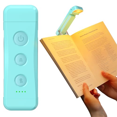 Glocusent Book Light: 3 Amber Colors & 5 Brightness Dimmable - Rechargeable Reading Lights for Books in Bed, Portable Clip on Book Lights with Brighter Light and Longer Runtime for Book Lovers Kids