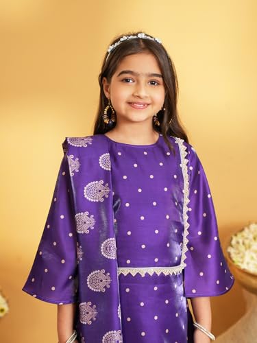 Image of AJ DEZINES Ethnic Wear Sharara Suit Set For Girls|Punjabi dress for Kids|Silk Blend Girls Salwar Suit|Traditional Patiala Outfit|Stylish Kids Kurta for Festivals Weddings & Special Occasions