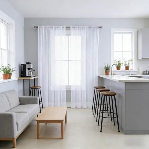 Filtre la lumière du soleil grâce au rideau voilage blanc protège intimité de salon - 2