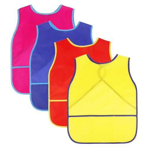 Guiqulai 4 Pcs Art Smock For Kids Waterproof Artist Painting Aprons Toddler Art Smock Sleeveless Children Painting Smock Kids Art Aprons With 3 Pocket For Age 3-8 Years,4 Colors thumb #7