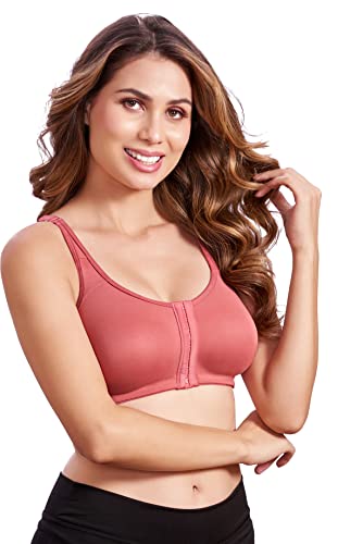 Image of MAROON 922 Women Cotton Brushed Lycra Full Coverage No Bounce, Non-Wired, Non-Padded Front Open Magic Bra with Back Support