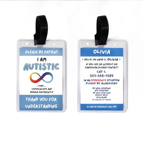 BYFDIY Personalised Autism ID Card Custom Autism Emergency Contact Medical Alert ID Card with Name and Number Autism Identification for Kids