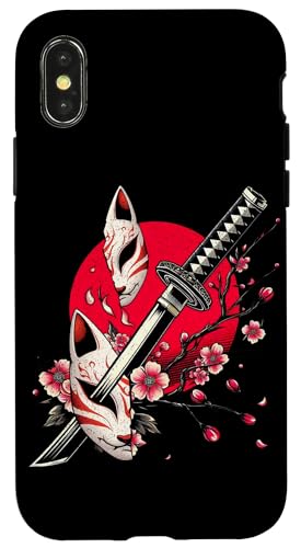 Masque de renard Kitsune Anime japonais Samouraï Oni Monster Art Coque pour iPhone X/XS