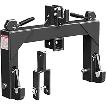 YITAMOTOR 3 Point Quick Hitch with Upgrade Versatile Adapter & 2" Receiver for Category 1 Tractors, 3000 lbs 3-Pt Trailer Hitch Attachment with 5 Level Adjustable Bolt Black