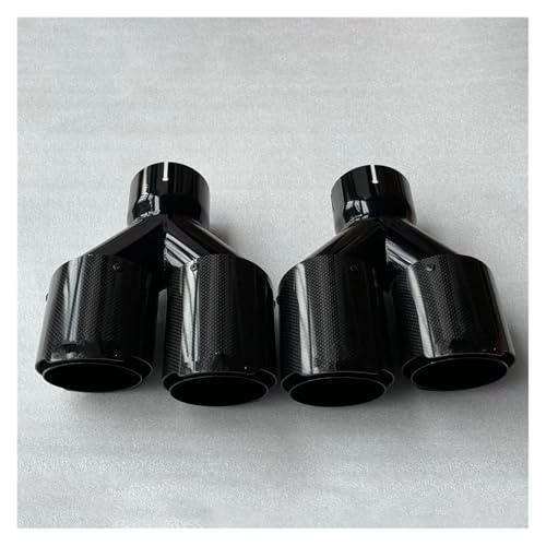 Tuyau d'échappement double en carbone brillant et acier inoxydable pour voiture, ID 51mm OD 76mm