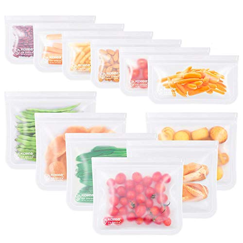 Reusable Sandwich Bags, Kollea 12 Pack Freezer Ziplock Bags (6 Reusable Sandwich Bags & 6 Reusable Snack Bags), Extra Thick BPA Free Lunch Bags Leakproof Storage Bags for Food & Home Organization
