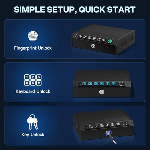 AIRMuch Biometric Gun Safe for Handgun,Drop Slot Compatible for 2-3 Pistols - 3