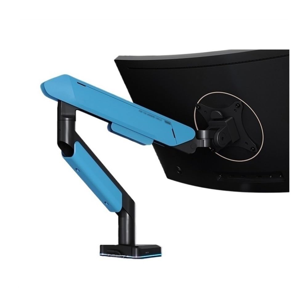 SaryEdge Height - Adjustable Monitor Stand Arm Single Monitor Mount Arm, Supports 17-42" Screens and 33 lbs, Adjustable Gas Spring Mount with 31 RGB Lighting M,Blue