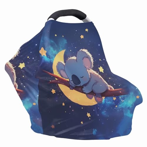 Image of Youngerbaby Koala Galaxy Nursing Cover Breastfeeding Soft Infant Carseat Canopy Stretchy Breathable Cover for Stroller High Chair Shopping Cart Canopies