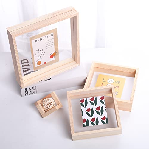 Longwin 8X8 Wood Picture Frames Double Sided Acrylic Plant Specimen Frame Dried Leaf Flowers Display Table Decoration #TOP5